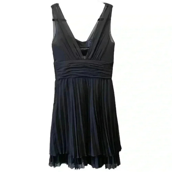 Selina Studio Little Black Dress Sheer Pleated Flowy Sleeveless LBD Size 4 NWT - Picture 2 of 16